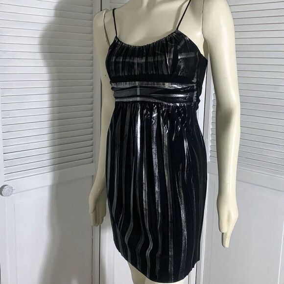 Vintage 90’s Y2K Black Empire Waist Metallic Party Dress Size Small - Picture 13 of 16